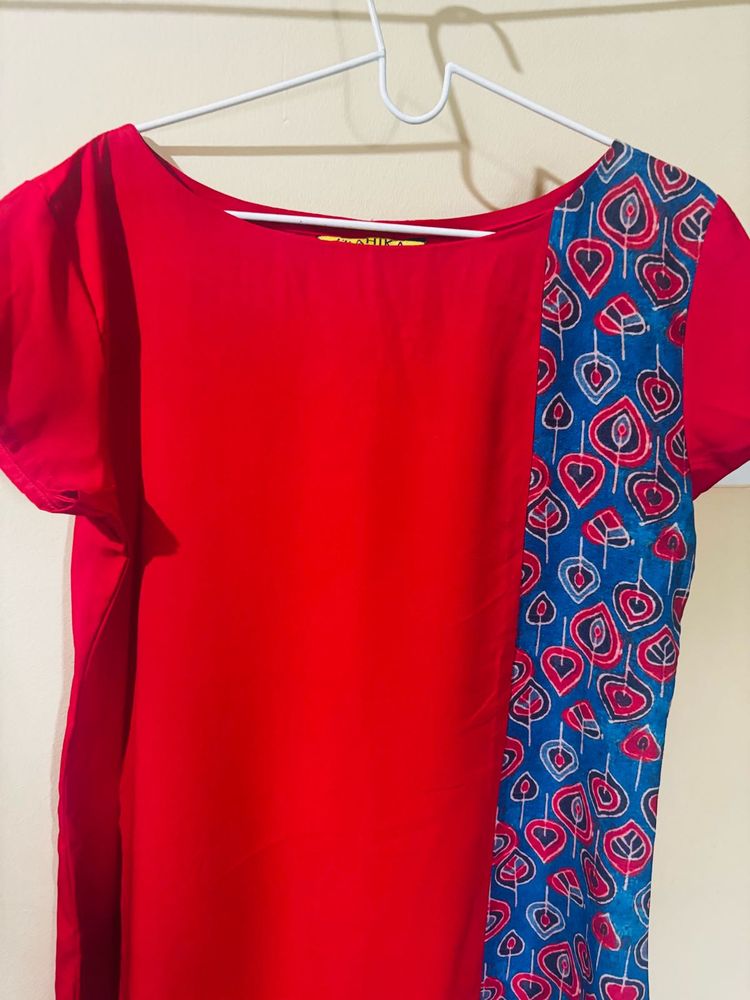 ₹140 Pretty Red Kurta - Size: M