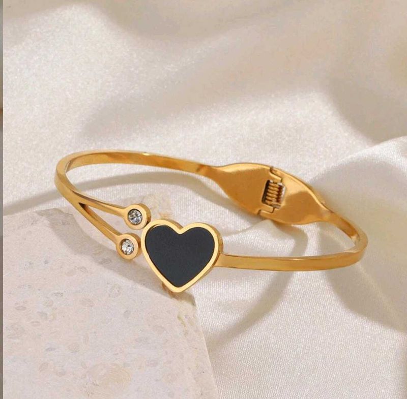 Gold Heart Bangle Bracelet