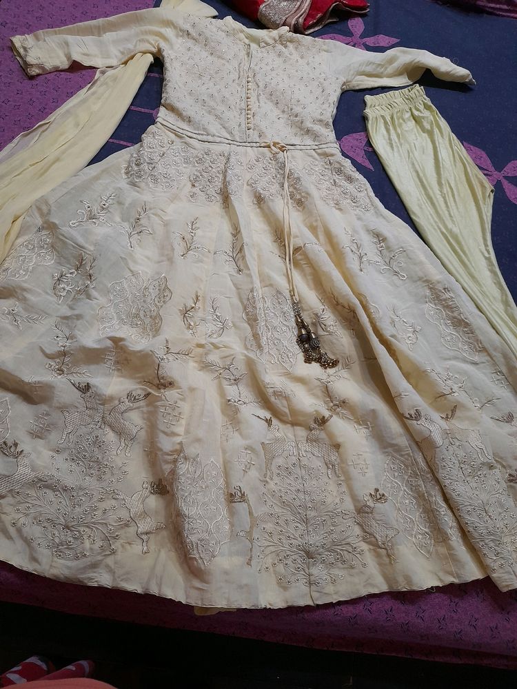 Cotton Gown With Duptta And Paijami