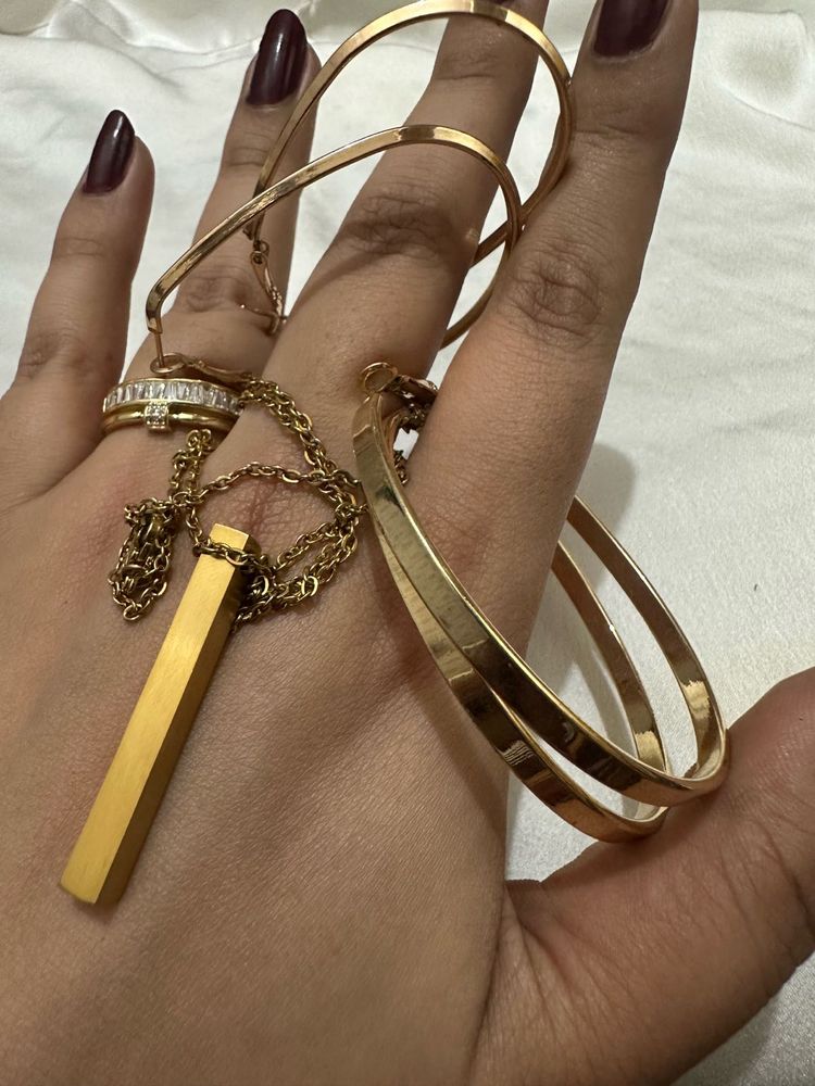 Anti Tarnish Jewellery Set Gold