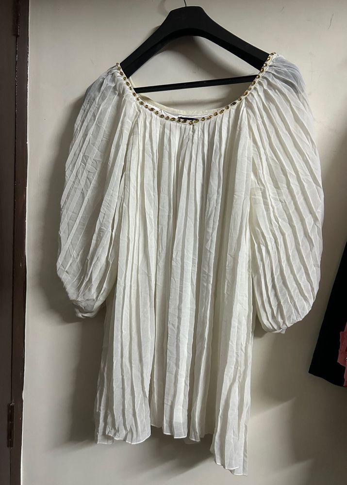 White Pleated Top