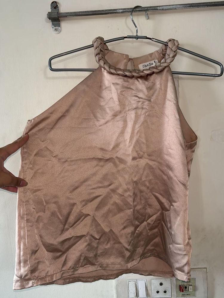 Satin Braided Halter Top