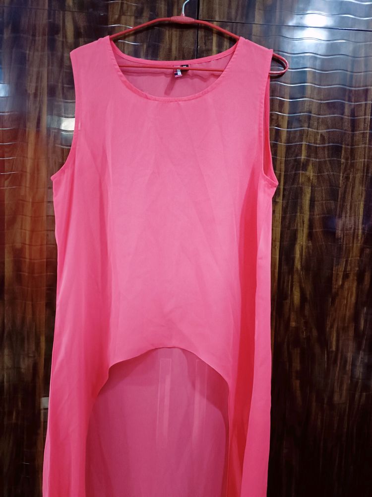 Peach Colour High Low Top