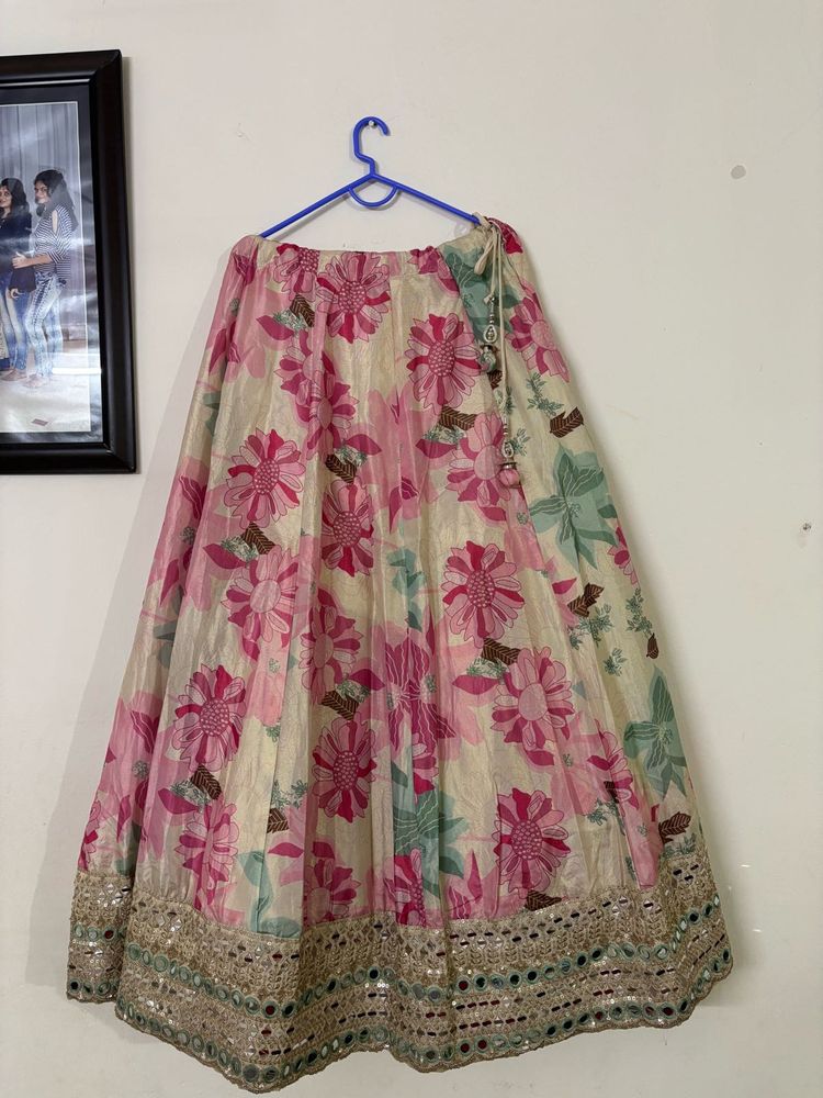 Floral Print Lehenga Skirt