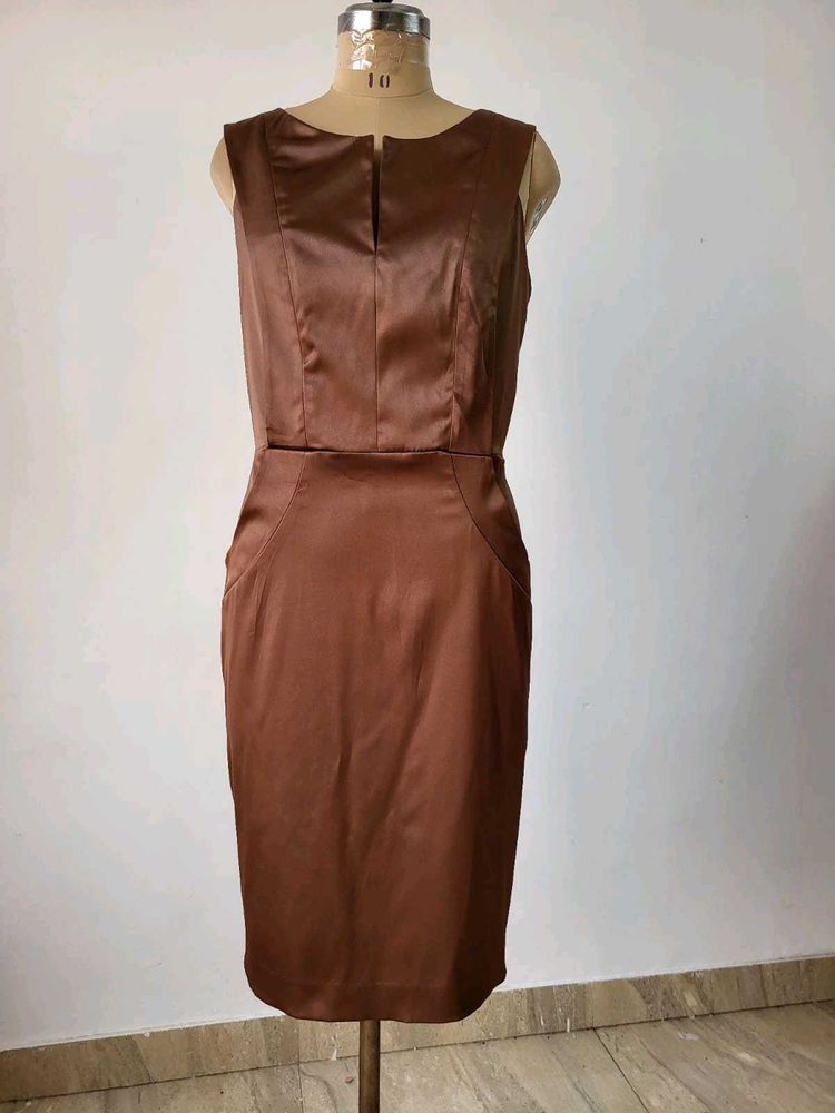 Sleeveless Brown Cocktail Dress