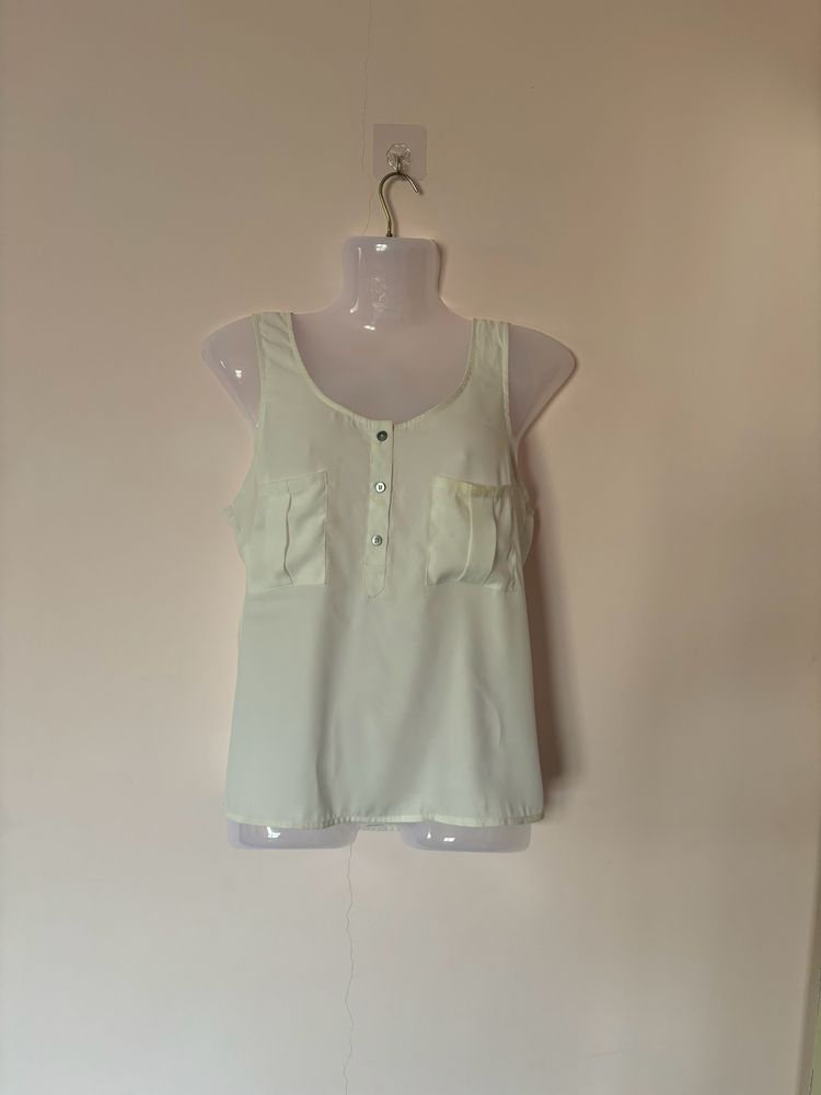 White Sleeveless Transparent Top