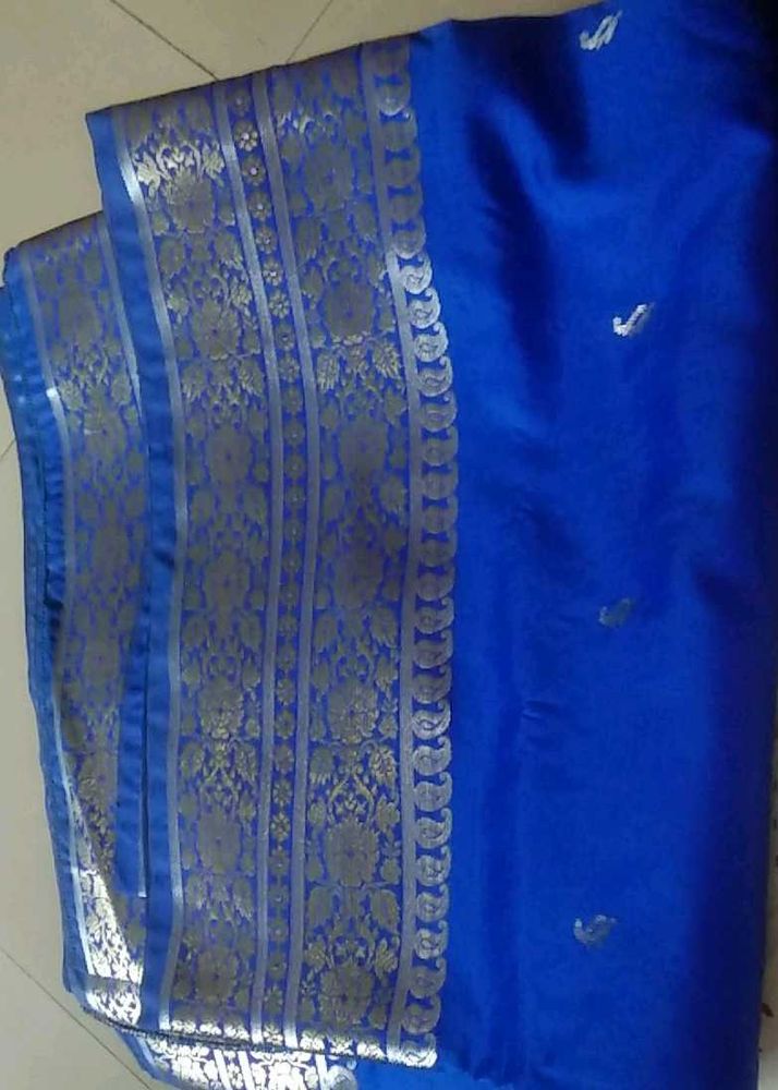 Brand New Blue Pure Silk Saree