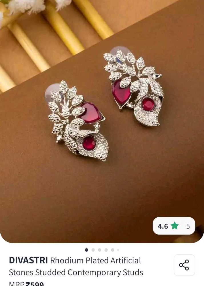 Rhodium Plated Artificial Stone Studs