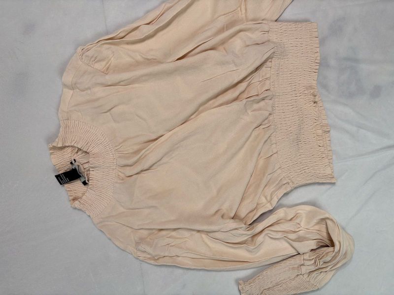 Cream High Neck Top