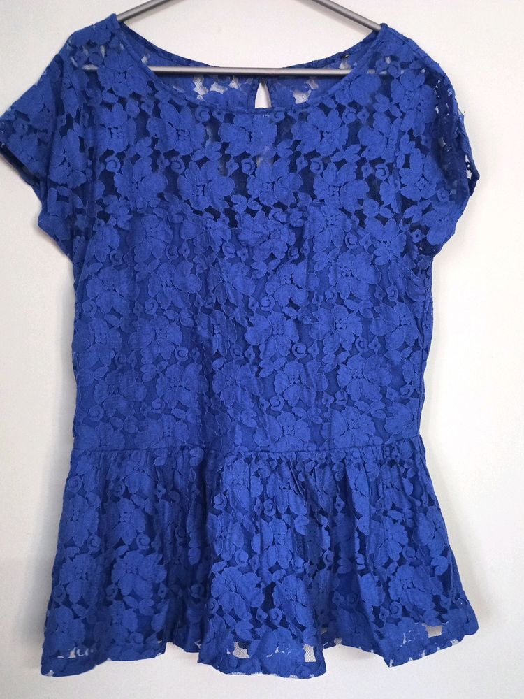 Blue Netted Top - Western Wear