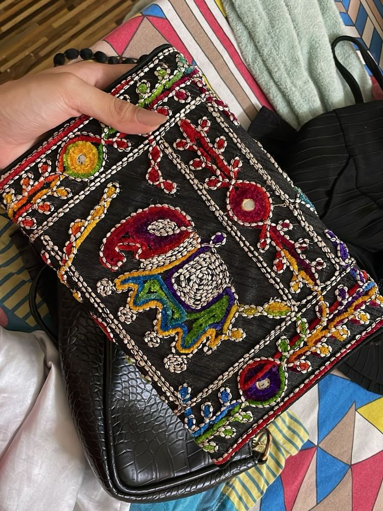 Embroidered  Design Sling Bag