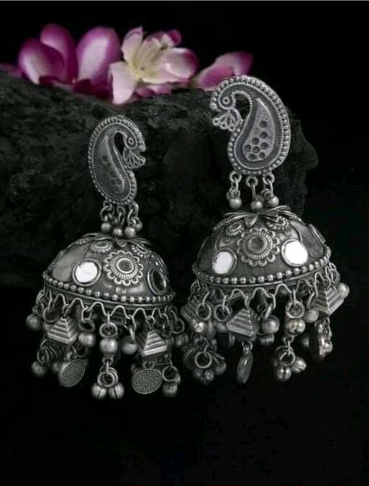 Beautiful Oxidised Black Polish Earrings