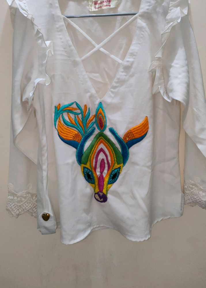 White Embroidered Top