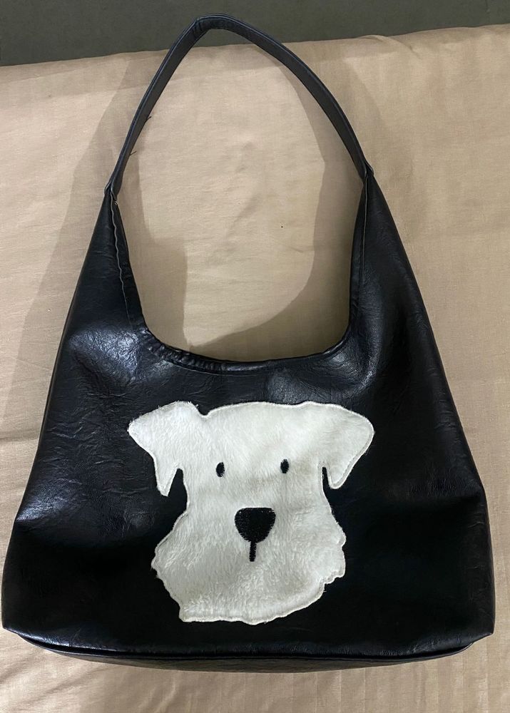 Dog Applique Shoulder Bag