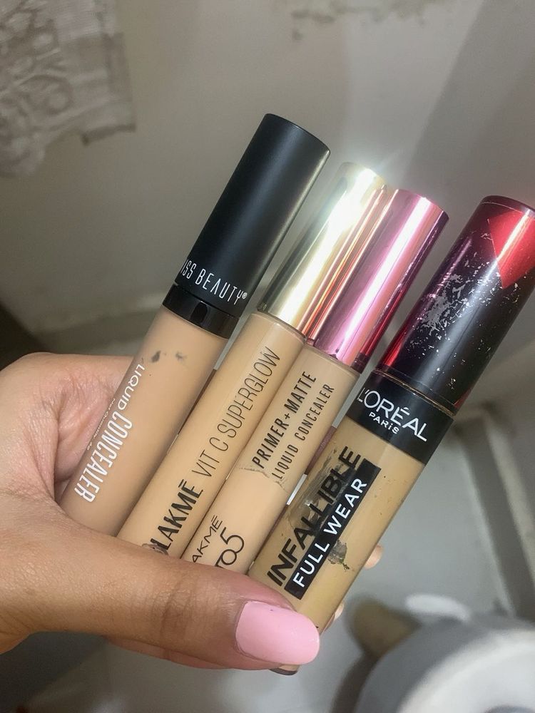 Concealer set(loreal infallible,lakme ,swiss beaut