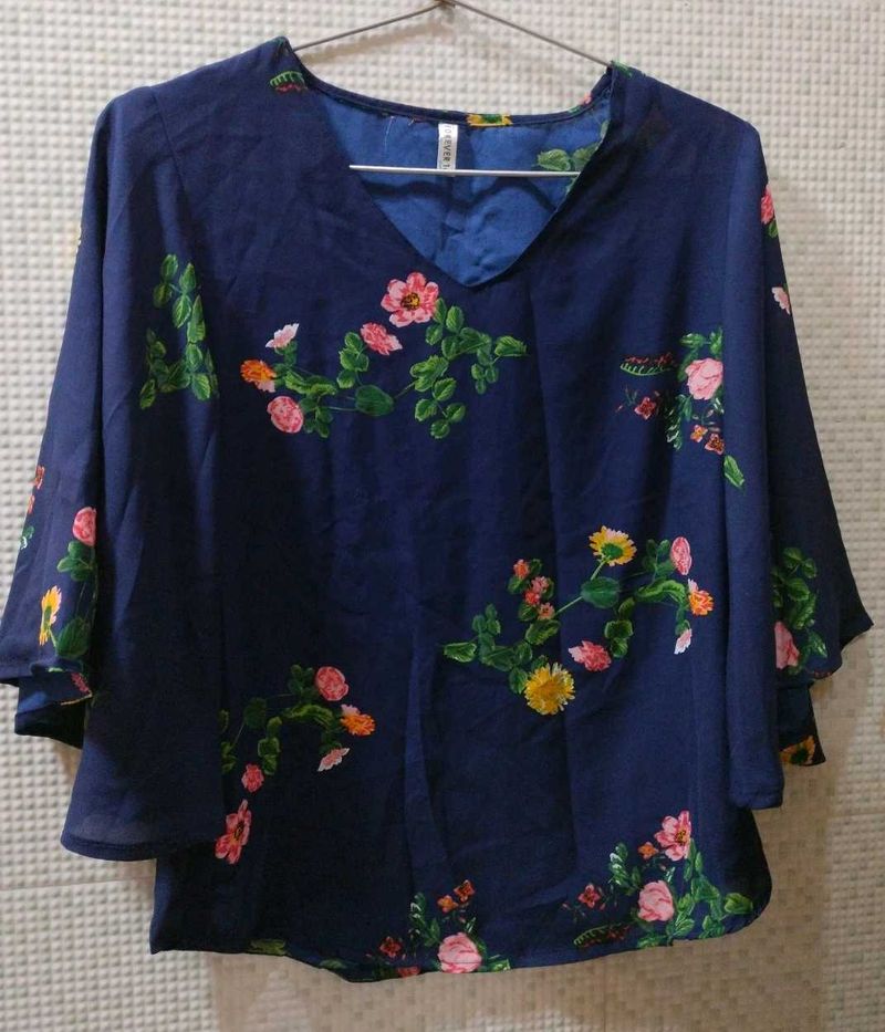 navy blue floral top