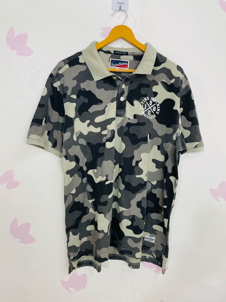 Flying Machine Men Polo Army T-shirt