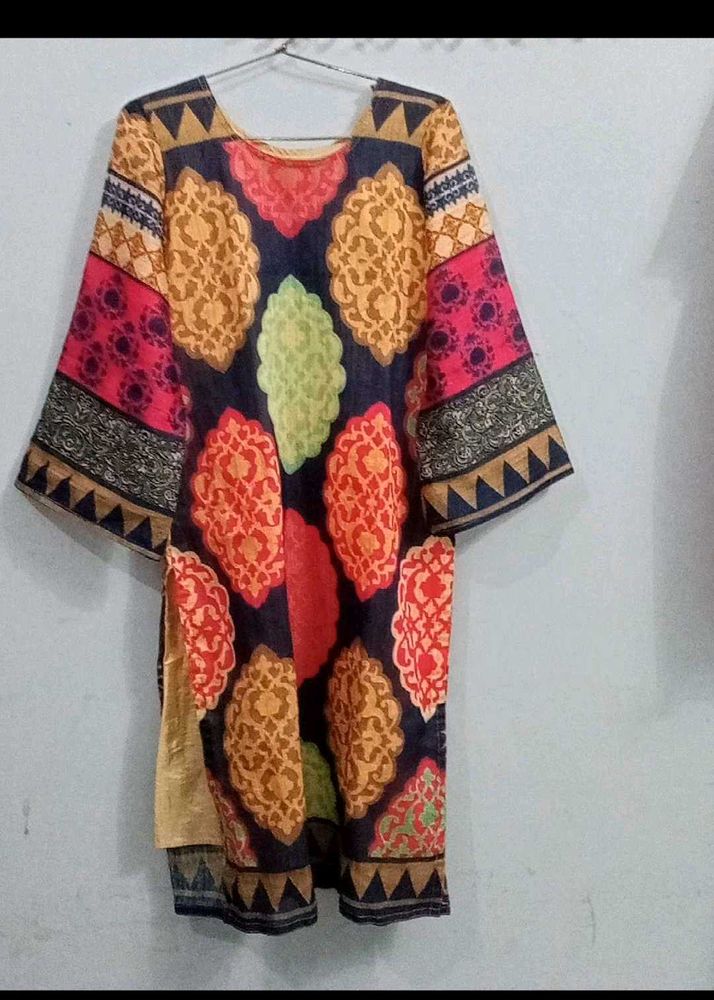 Colorful Patterned Kurti printed net shifon silk g