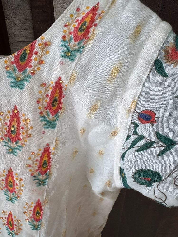 White Patterned Anarkali