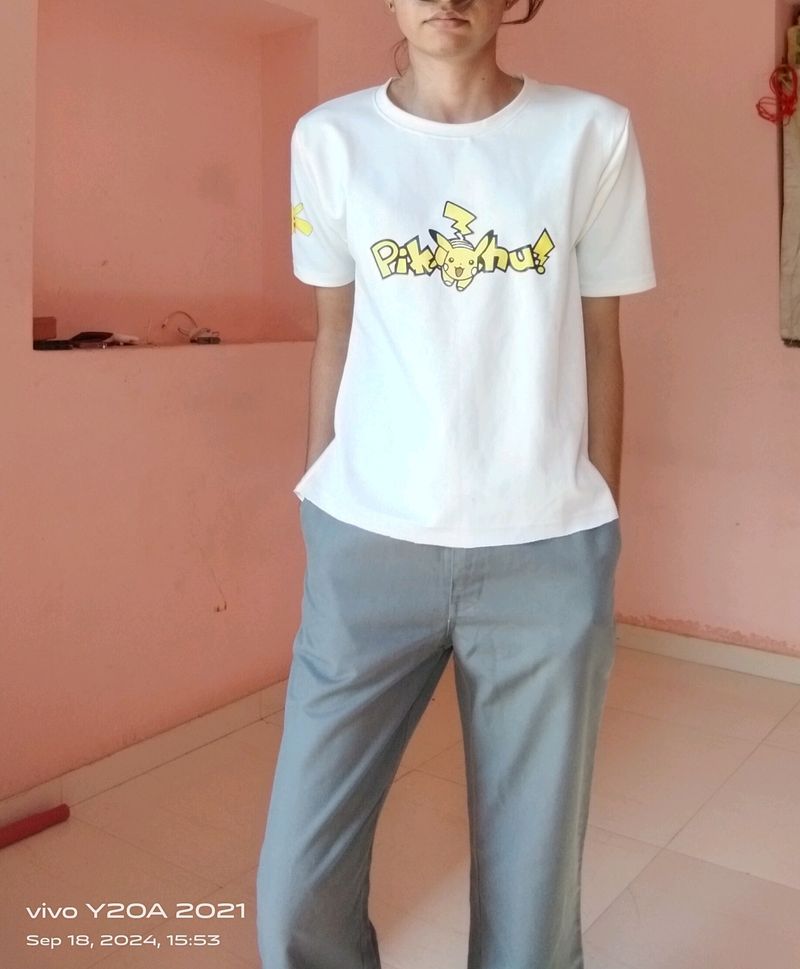 White Cute Picachu T Shirts