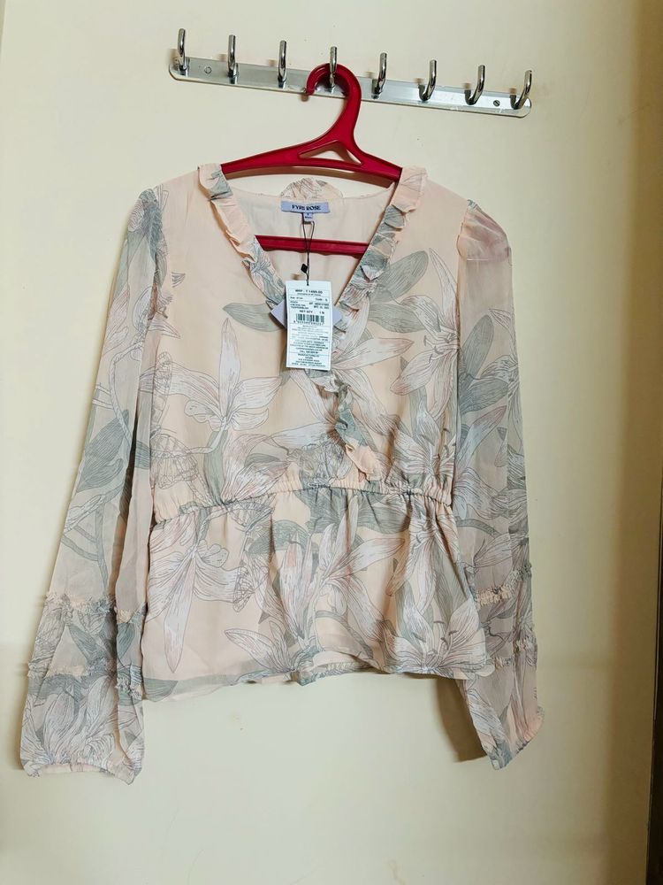 New Floral Printed Wrap Top