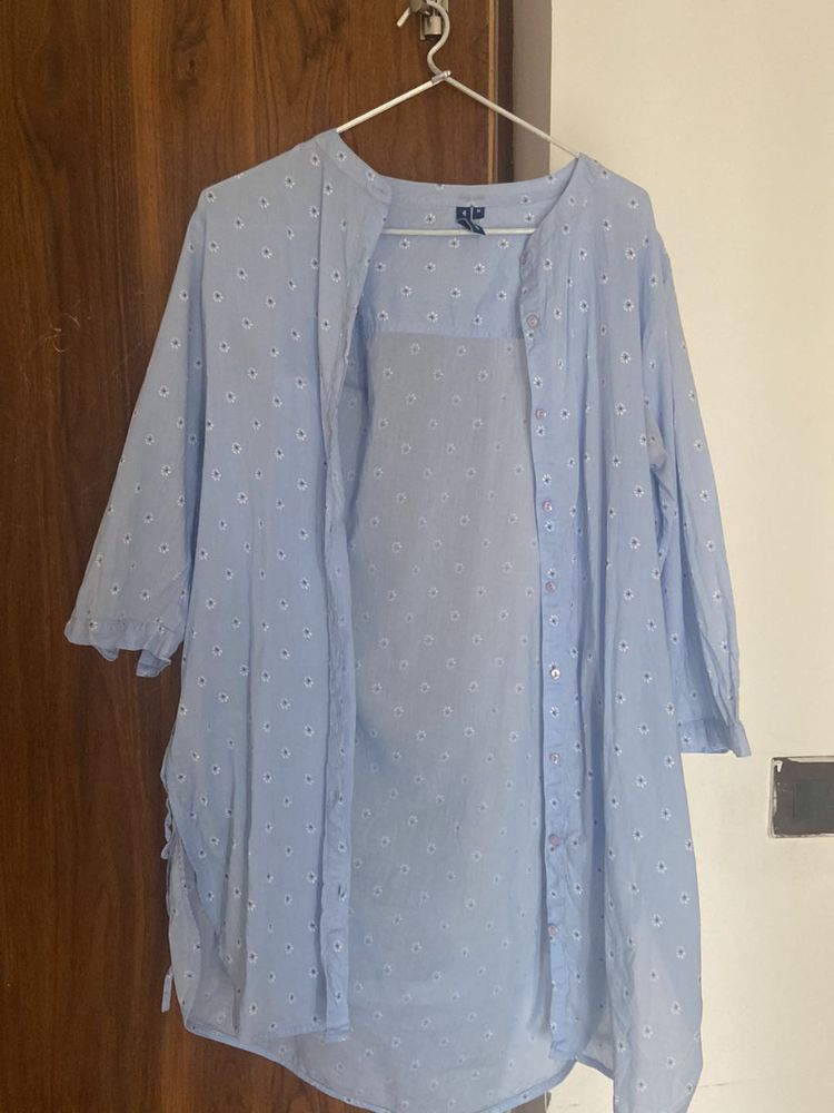 Sly Blue Color Tunic Top