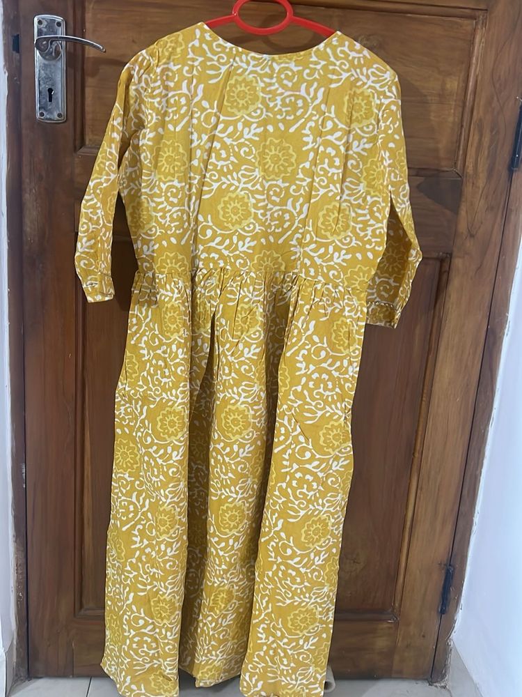Yellow Floral Print Maxi Dress