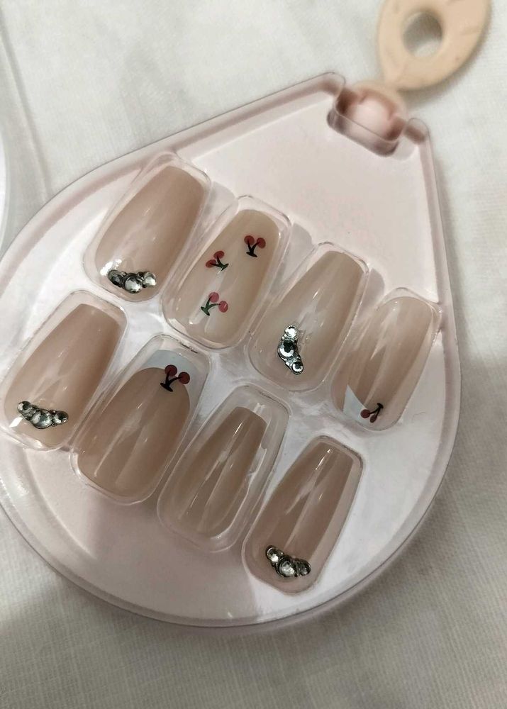 Sweet Cherry Nude Nails