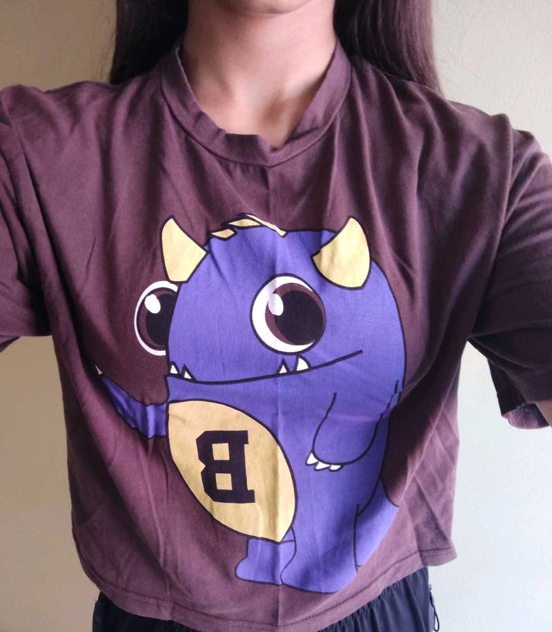 Browm Oversized Crop Top