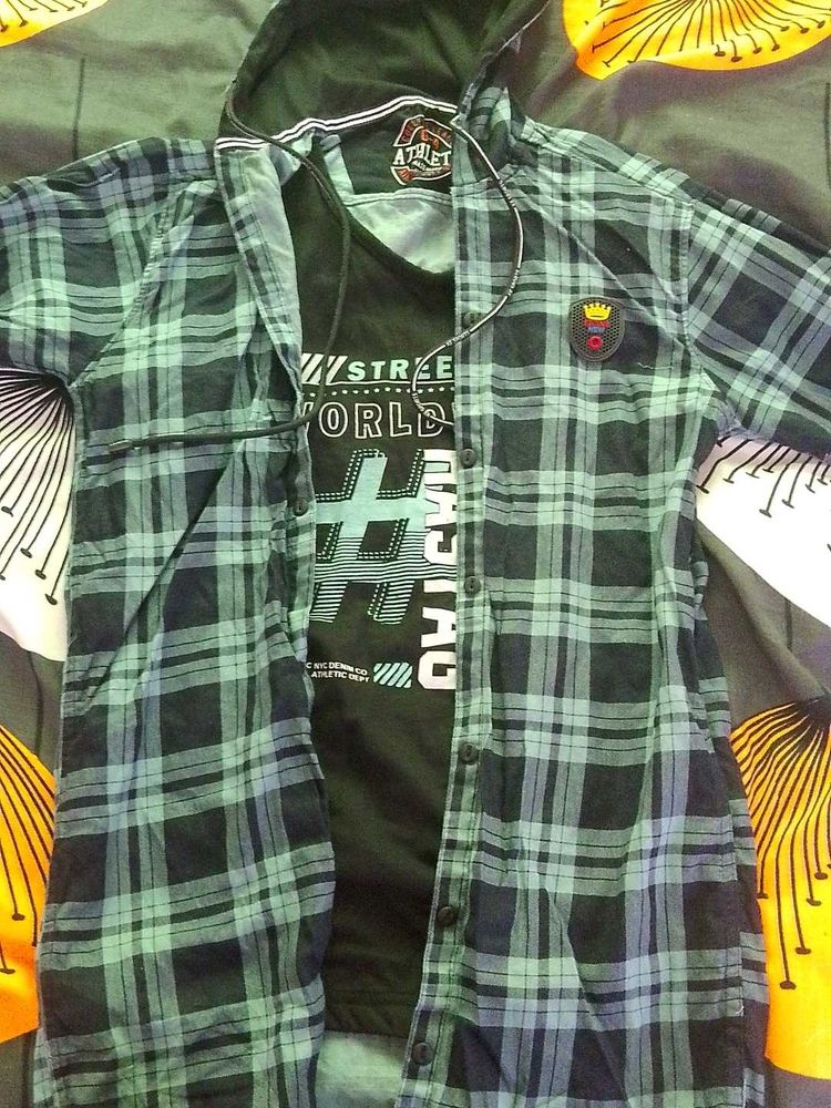 Stylish Plaid Shirt with Hoodie