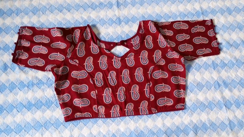 Maroon Colour Pure Cotton Round Neck Blouse 34 Size
