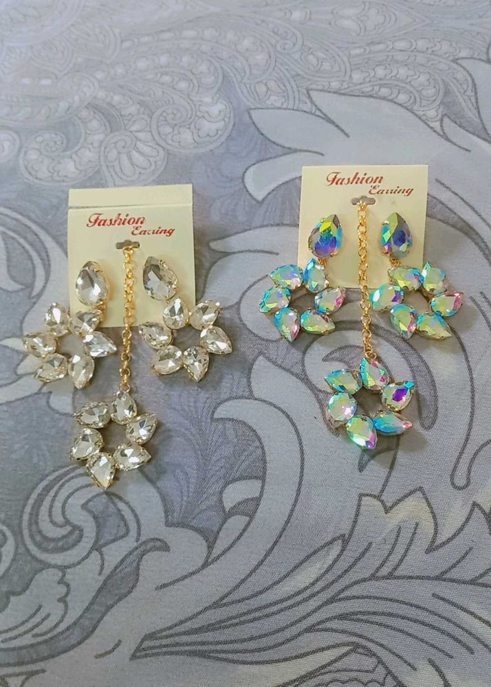 Crystal Earrings ( Set of 2 pairs )