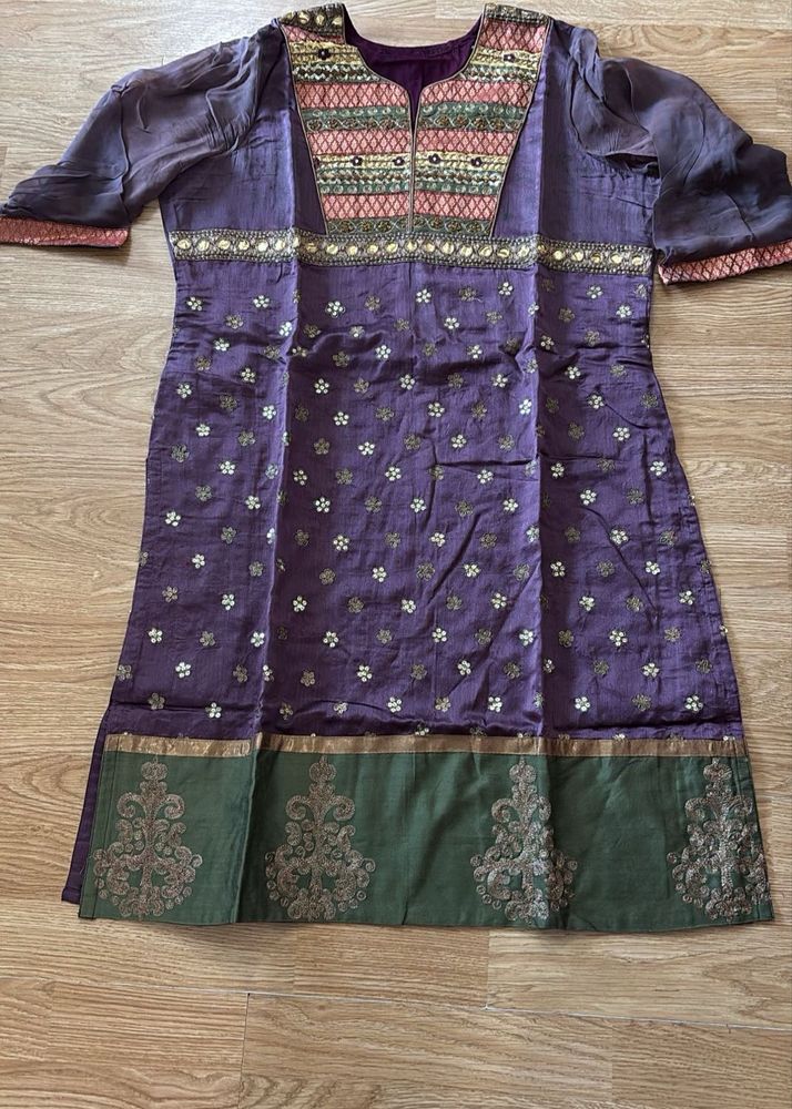 Elegant Purple Embroidered Kurta Churidar set