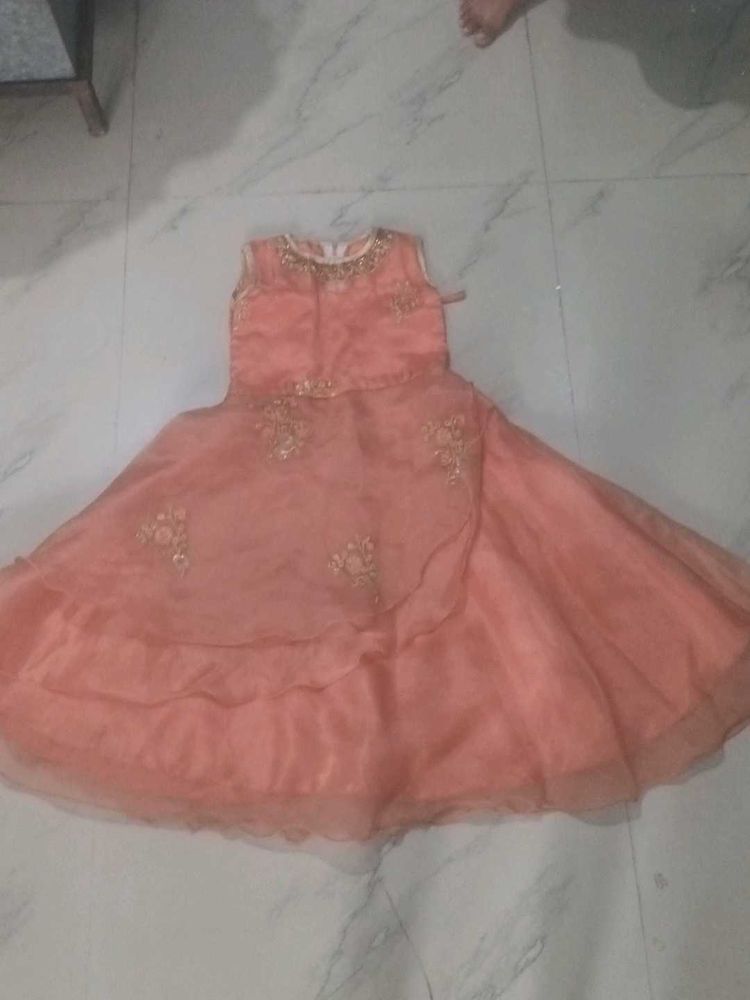 Peach Colored Dress with Embroidery
