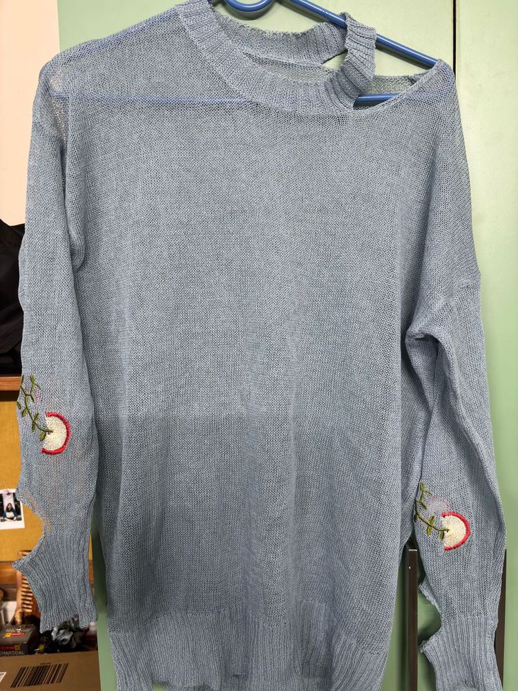 Grey Cutout Top