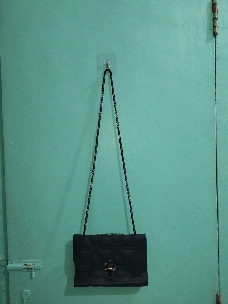 Combo Black Chain Strap Bag And Beige Sling Ba
