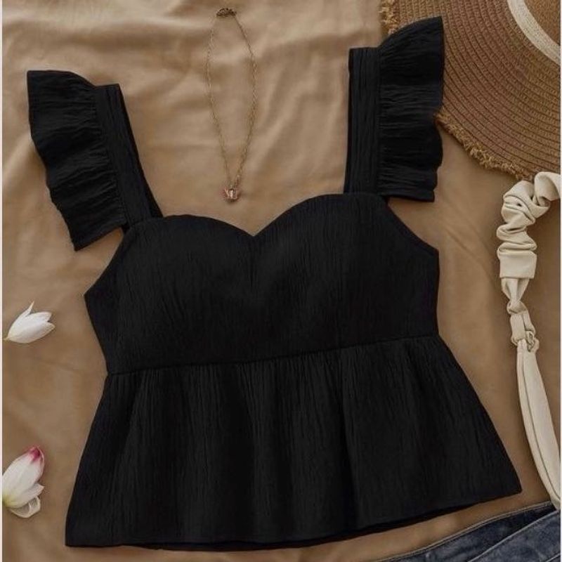Ruffle Sleeve Peplum Top