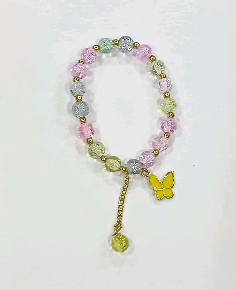 Pastel Butterfly Beaded Bracelet Rakhi