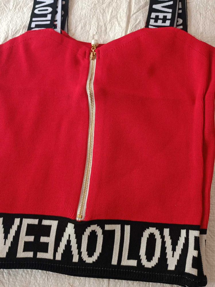 Red &#39;LOVE&#39; Crop Top