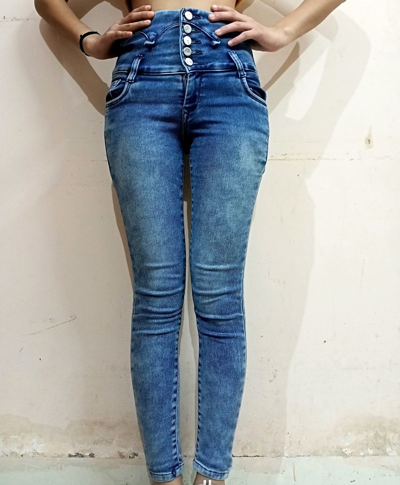 5 Button High Rise Jeans For Women