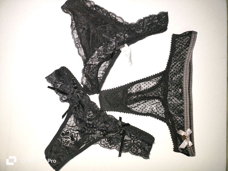 3pcs Designer Thong Lace