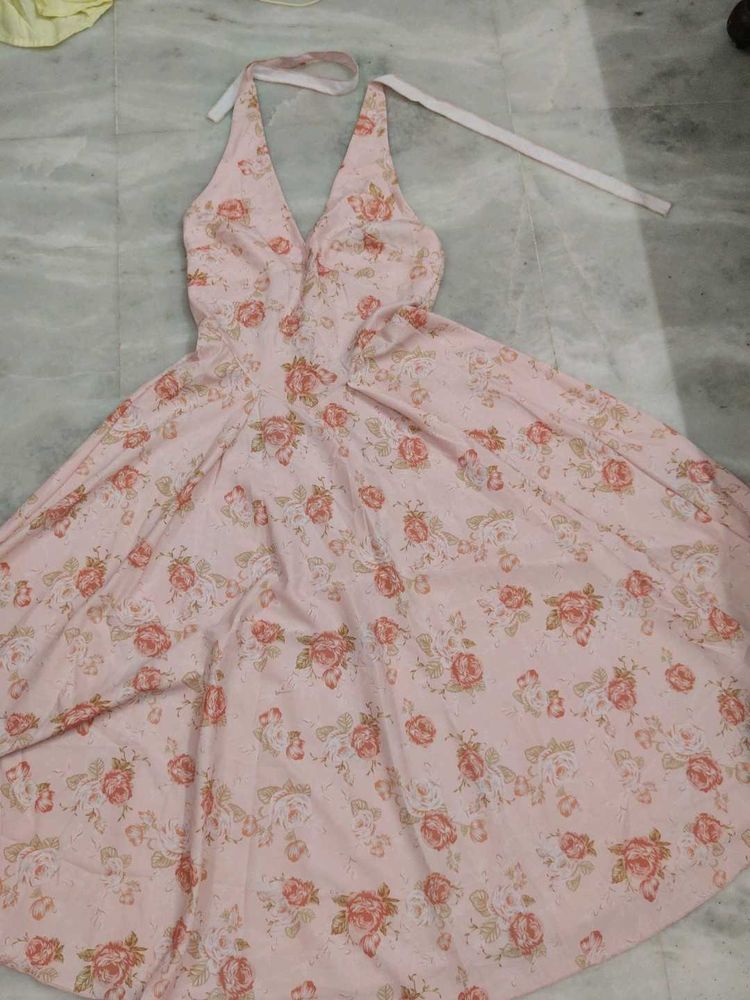 Halter Neck Floral Maxi Dress