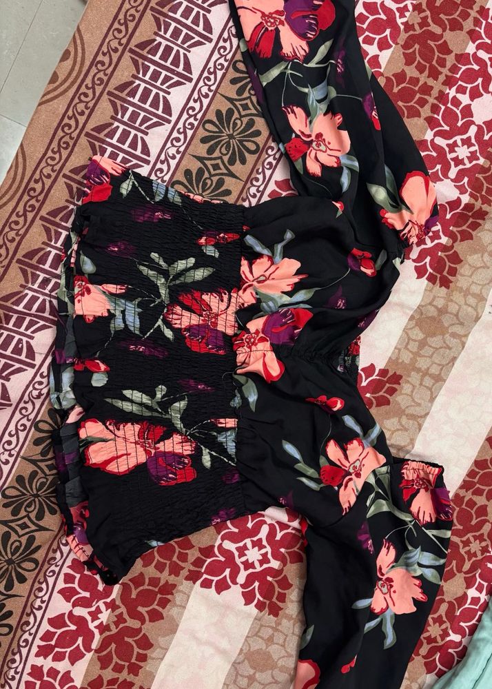 Floral Long Sleeve Crop Top
