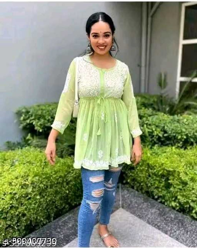 Green Embroidered Top