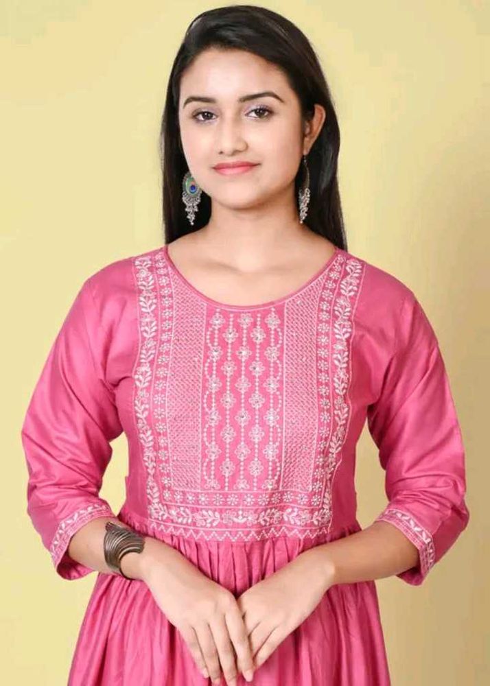 Pink Embroidered Kurta