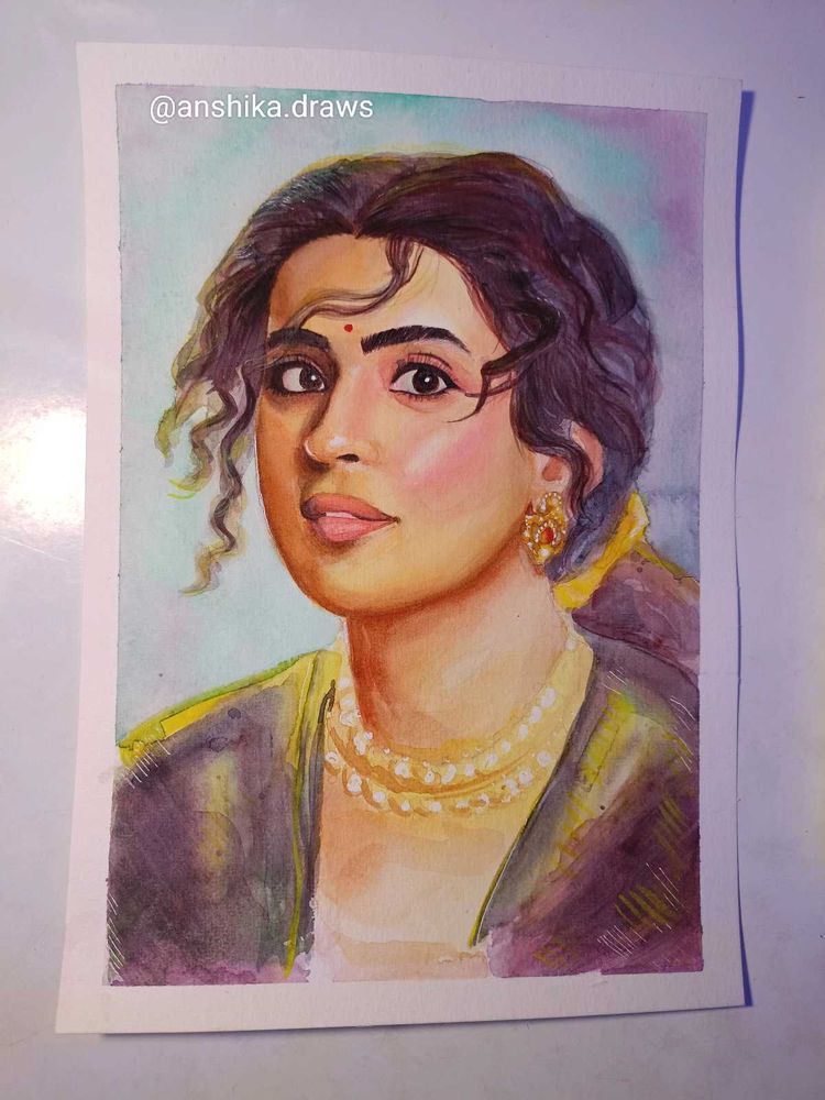 Watercolor Portrait Painting On A4 Sheet