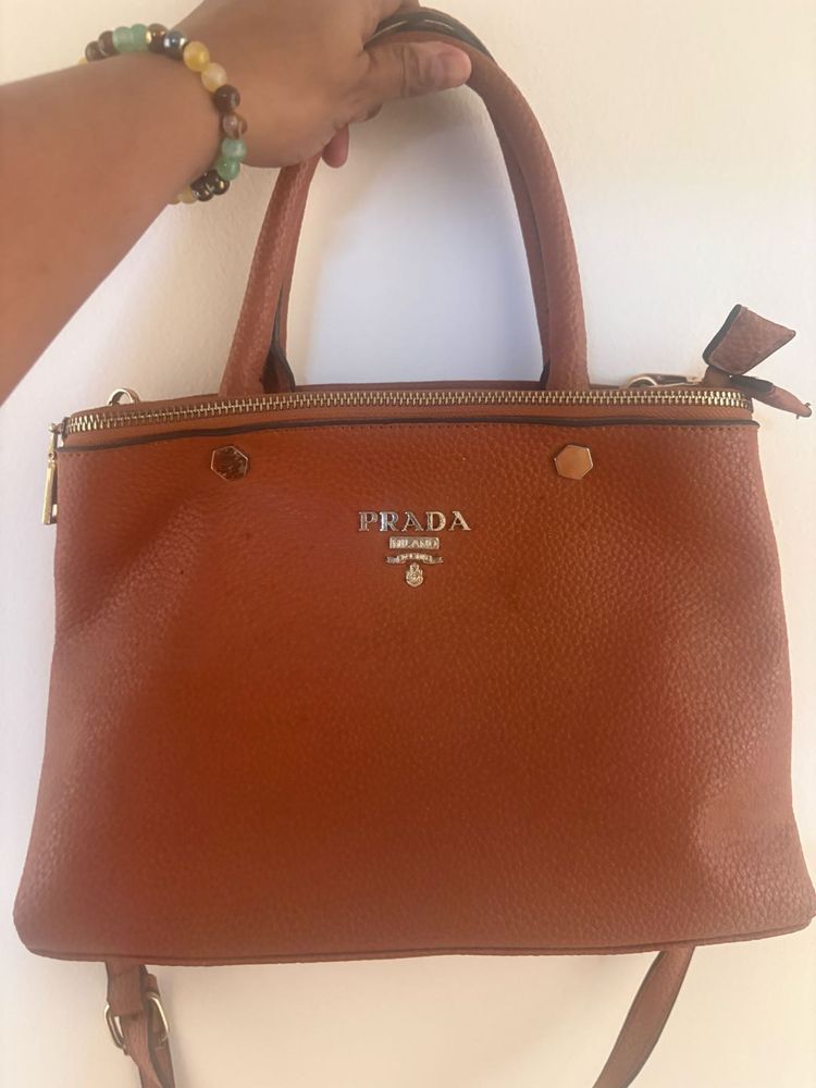 PRADA Milano Brown Leather Handbag