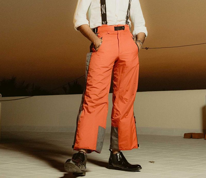 Orange baggy Pants with suspender