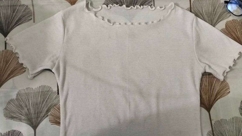 Cute White Ruffle Tee