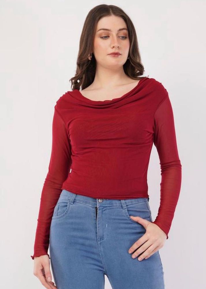 Stylish Red Long Sleeve Top